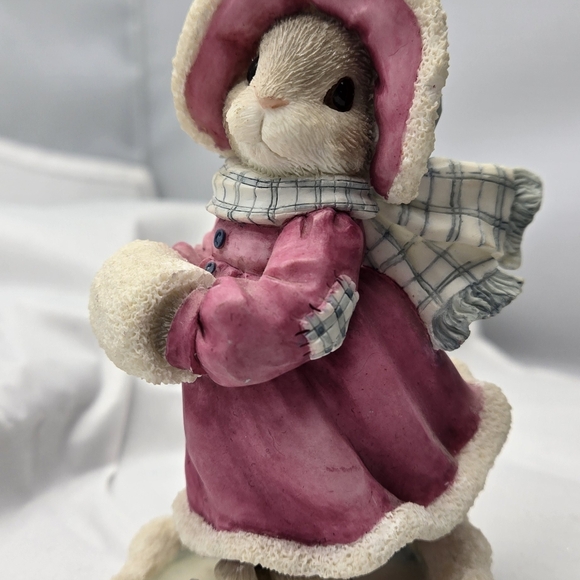 Enesco My Blushing Bunnies Ice Skating Holiday vntg Resin figurine Pink - Picture 11 of 11
